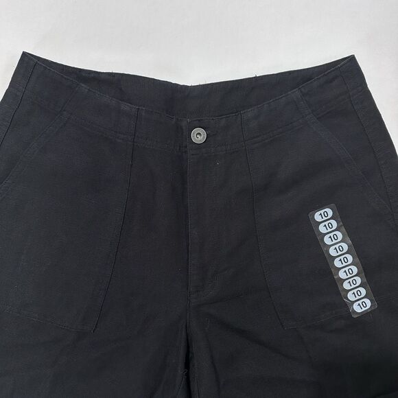 Liz Claiborne Lizwear Shorts Women Linen Blend High Rise Sz 8-10 Black - NEW - Picture 7 of 13